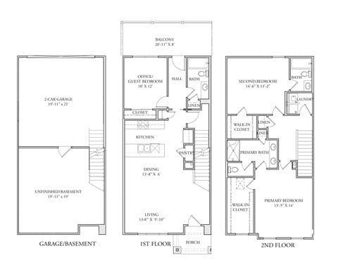 Floor plan for 3 beds, 3 baths, 1680 sqft